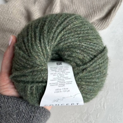 Пряжа Katia Cotton-Merino Glam (1300.303, Хаки олива)