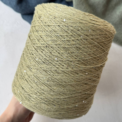 Бобина Cashmere Shine by Loro Piana (97% кашемир, 3% пайетки), 320 м. (1140 1145, Лемонграсс)