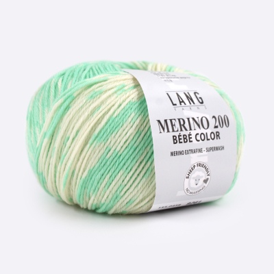 Пряжа Lang Yarns Merino 200 Bebe Color (155.0458, Зимняя мята)