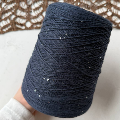 Бобина Cotton Paillettes Mix (95% хлопок, 5% сияние). (AB 6640 Filartex, Индиго, 480 м.)