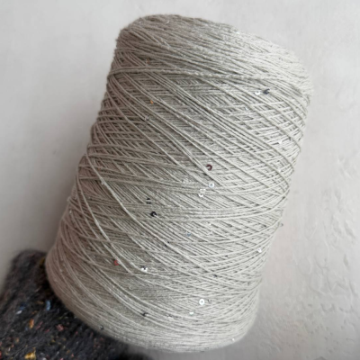Бобина меринос с пайетками Tollegno (8921 Grigio, Сталь, 460 м.)