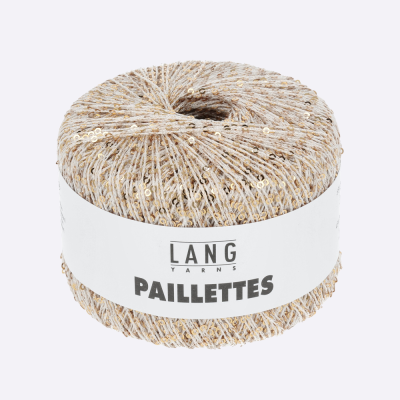 Пряжа Lang Paillettes (39.0002, Крем на золоте)
