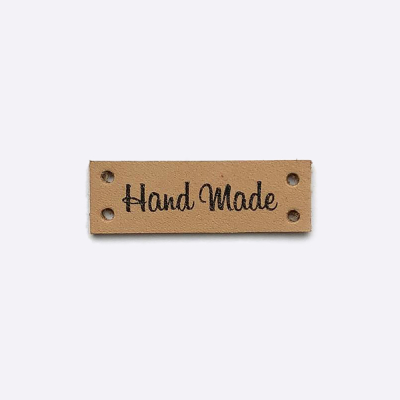 Бирка Hand Made пришивная Кожа (Бежевый)