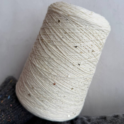 Бобина меринос с пайетками Tollegno (HarPail Naturale, Неокрашенный белый, 460 м.)