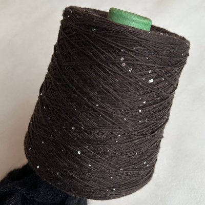 Бобина Cashmere Shine by Loro Piana (97% кашемир, 3% пайетки), 320 м. (64341, Дарк Шоко)