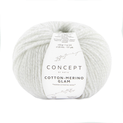 Пряжа Katia Cotton-Merino Glam (1300.308, Белое серебро) Пряжа Katia Cotton-Merino Glam (1300.308, Белое серебро)