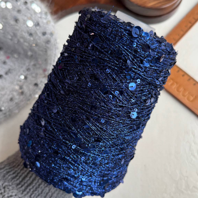 Бобина пайетки Reflex (30% хлопок, 50% пайетки, 20% люрекс), 230 м. (3526, Синяя ночь)