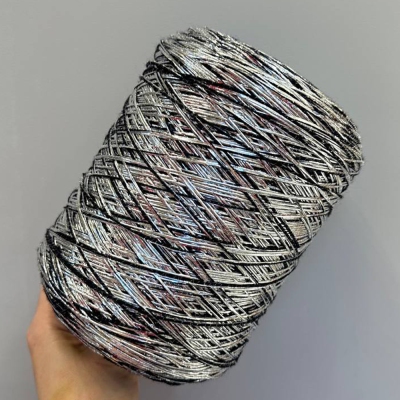 Бобина фольга Emperator (90% меринос, 8% люрекс, 2% ПА). (1522, 250 м, Черное серебро)