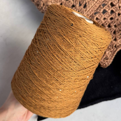 Бобина Хлопок с пайетками ShinyMix (95% хлопок пима, 5% пайетки). (Primavera, 420 м, 160, Саванна)