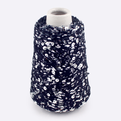 Бобина Пайетки, CARILLON 2000 (50% хлопок, 50% пайетки) 200 м. (4159, Чернильный на серебре)