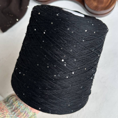 Бобина Kachinelli Merino (85% меринос, 4% хлопок, 11% пайетки), 300 м. (1184, Угольный)