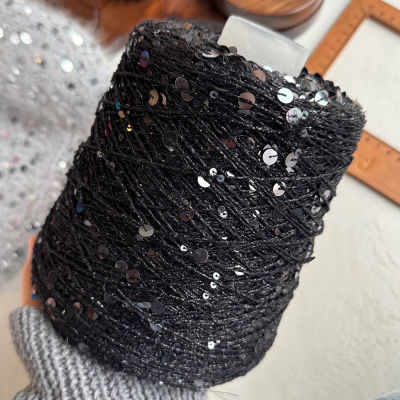 Бобина пайетки Reflex (30% хлопок, 50% пайетки, 20% люрекс), 230 м. (601, Черный)