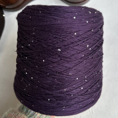 Бобина Kachinelli Merino (85% меринос, 4% хлопок, 11% пайетки), 300 м. (1129, Индиго)