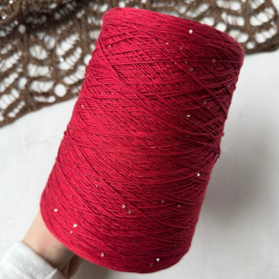 Бобина Cotton Paillettes Mix (95% хлопок, 5% сияние). (183 Emilcottoni, Кармин, 500 м.)