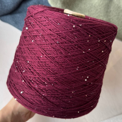 Бобина Cashmere Shine by Loro Piana (97% кашемир, 3% пайетки), 320 м. (1126 6117 6118 1130 5744 1145, Бордо)