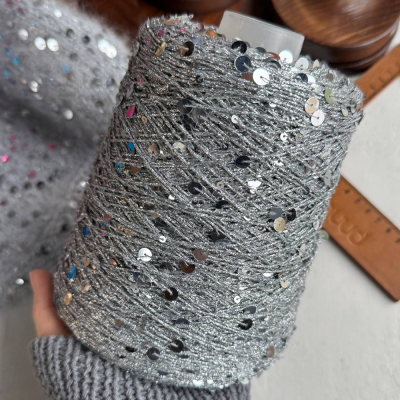 Бобина пайетки Reflex (30% хлопок, 50% пайетки, 20% люрекс), 230 м. (6088, Серебряный век)