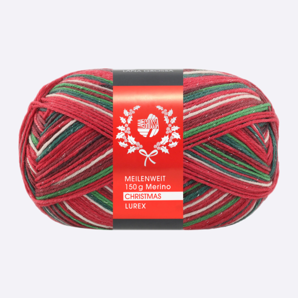 Пряжа Lana Grossa  Meilenweit 6-PLY 150 Merino Lurex Christmas