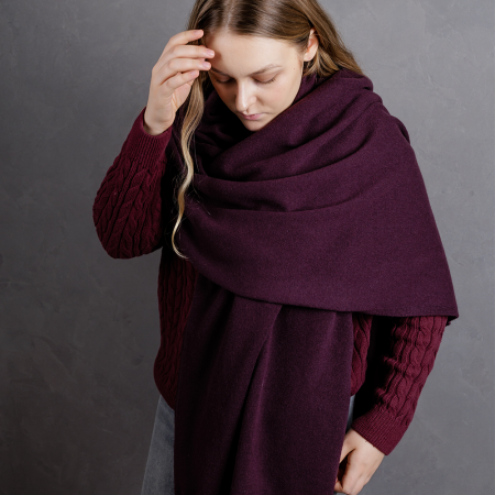 Кашемировый палантин by WoolDom, Вишня в шоколаде