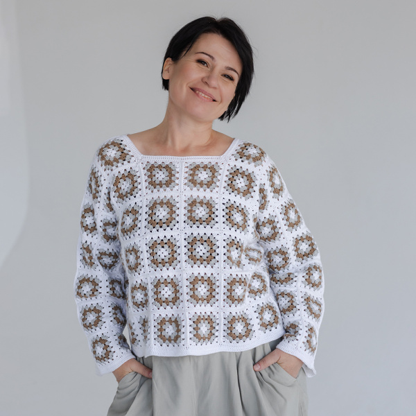 Описание вязания #Джемпер_кроше