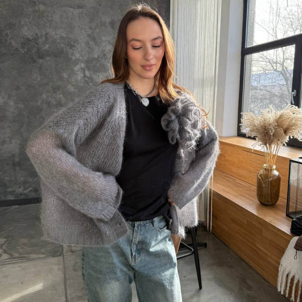 Описание вязания #Кардиган_Цветок