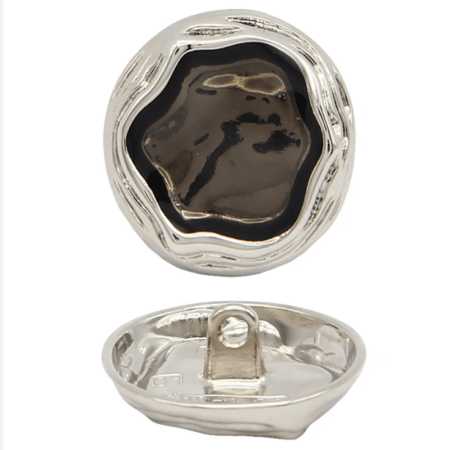 Пуговица CHANEL SS металл на ножке Горное озеро 23 мм (Серебро)