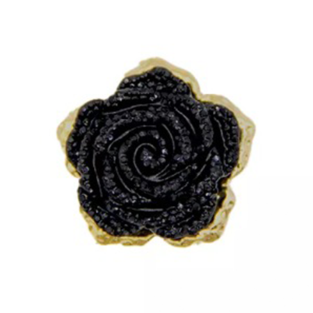 Пуговица CHANEL SS металл на ножке Роза 23 мм (Черный)