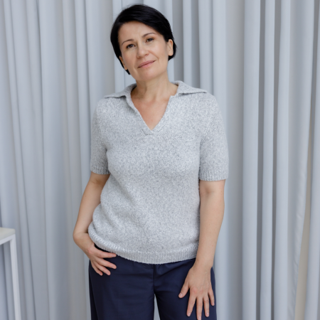 Описание вязания #Футболка_поло_втачной_рукав