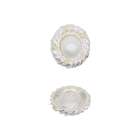 Пуговица CHANEL SS металл на ножке Ромула 26,5 мм (Серебро)