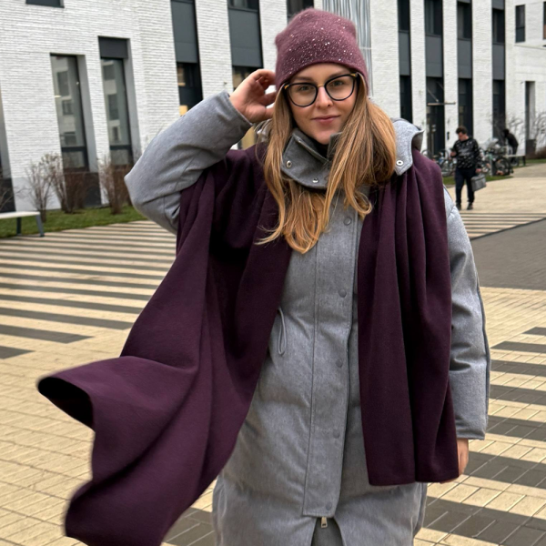 Кашемировый палантин by WoolDom, Вишня в шоколаде