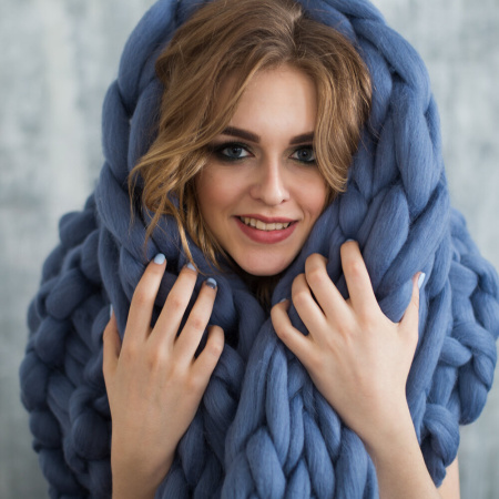 Плед из мериноса, Серо-голубой