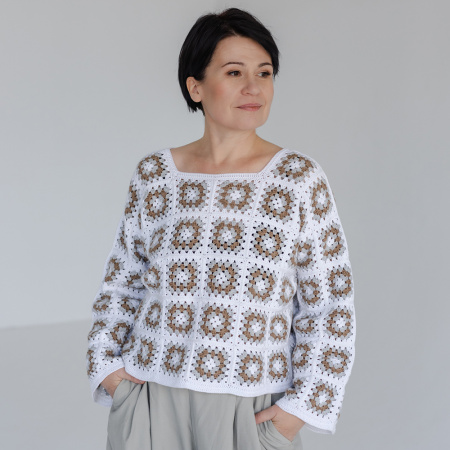 Описание вязания #Джемпер_кроше