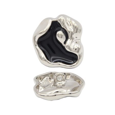 Пуговица CHANEL SS металл на ножке Ракушка 23 мм (Черное серебро)