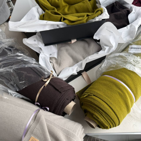 Кашемировый палантин by WoolDom, Пенка латте