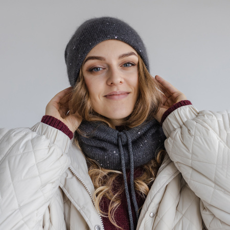 Описание вязания #Шапка_Макушка_к_макушке + снуд