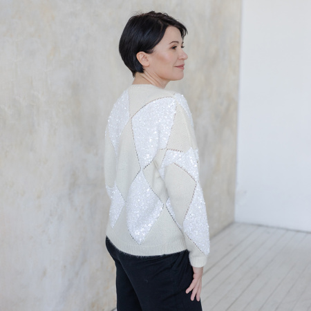 Описание вязания #Джемпер_ромбы_Кучинелли