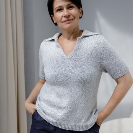 Описание вязания #Футболка_поло_втачной_рукав