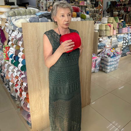 Описание вязания. Краткая инструкция. Льняное струящееся платье.