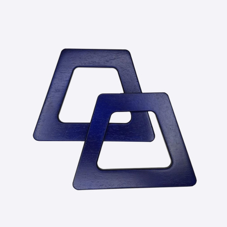 Ручки из дерева для сумок Трапеция 13х10 см (Синий)