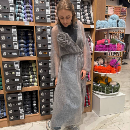 Описание вязания #Халат_с_перламутровыми_пуговицами