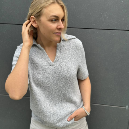 Описание вязания #Футболка_поло_втачной_рукав