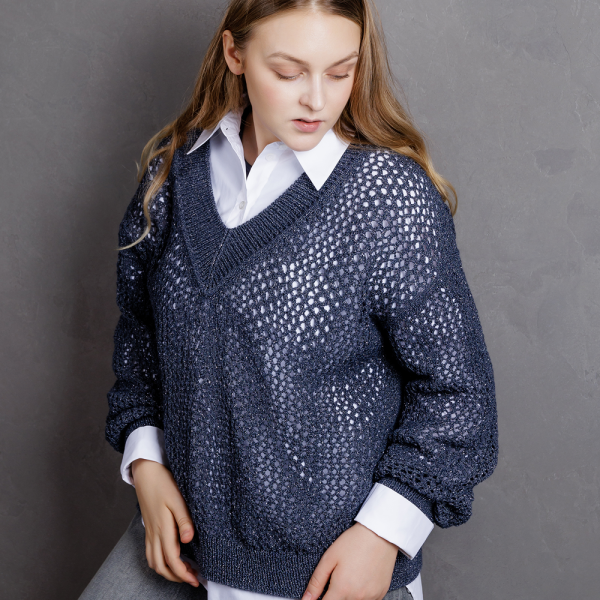 Описание вязания #Джемпер_в_ажуре