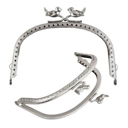 Фермуар для сумки (TBY.107994, Птички, Серебро, 120х70 мм)