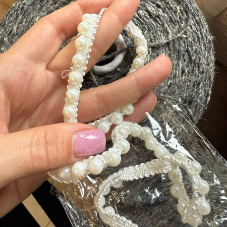 Украшение Chanel НА МЕТРАЖ (Белый, жемчужины в ряд)