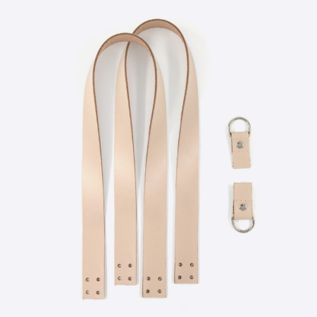 Набор ручки и бок-хлястик для сумки из натуральной кожи (Бежевый)