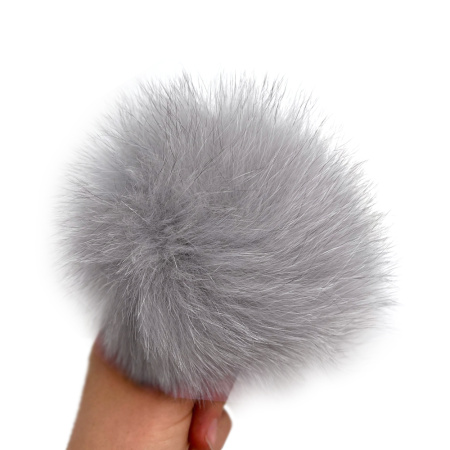 Помпон из меха песца 16 см (Пепельный серый)