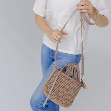 Набор на сумку ведро из натуральной кожи