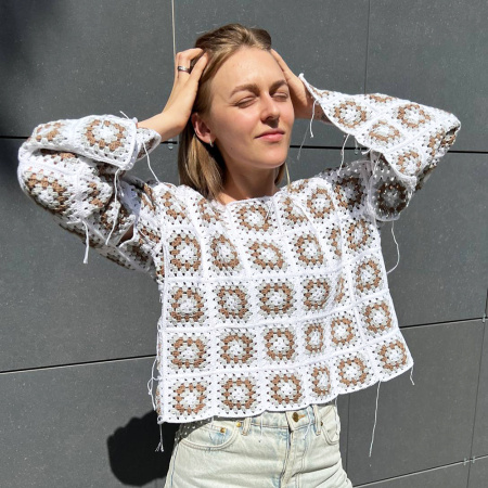 Описание вязания #Джемпер_кроше