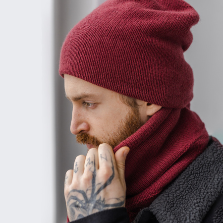 Описание вязания. Шапка двойная и снуд на шнуровке