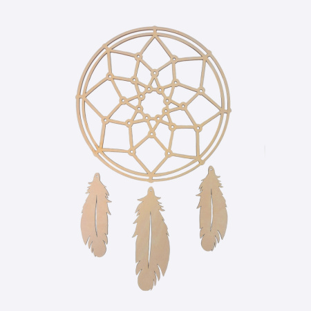 Кольцо для "Ловец снов" 35 см, с перьями