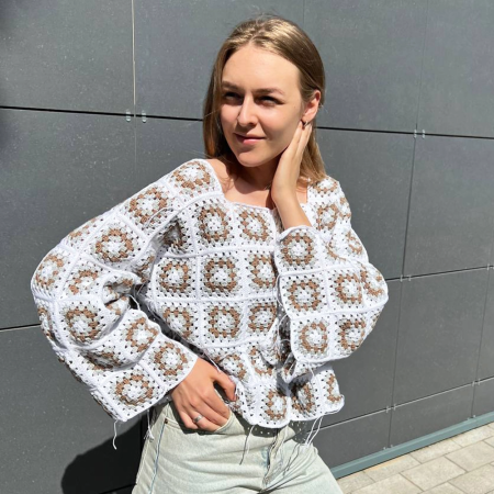 Описание вязания #Джемпер_кроше